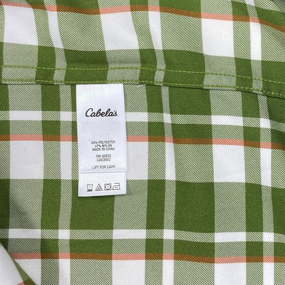 Cabela's Classic Fit Green White Long Sleeve Button Shirt 2XL - Picture 5 of 7